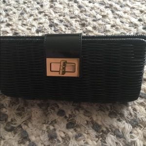 Black wicker J. Crew Clutch
